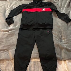 Champion Black Tracksuit with Red Accent